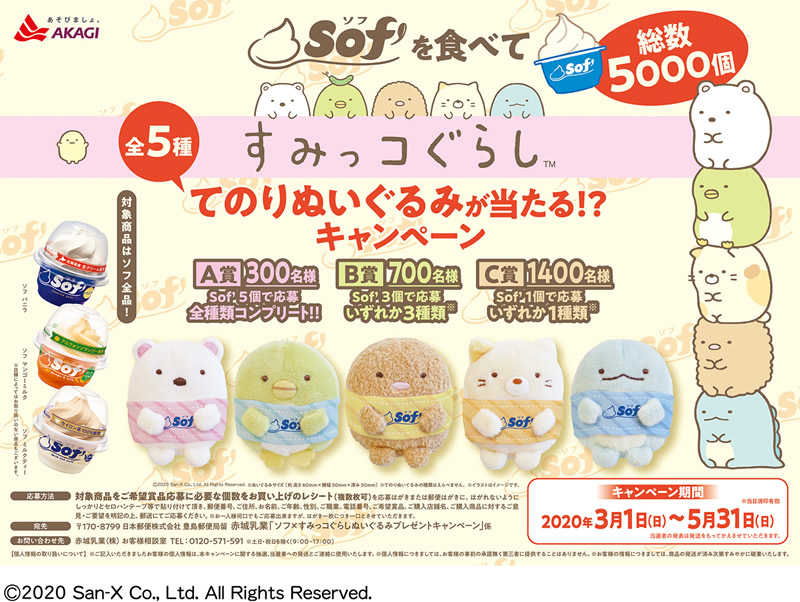 ソフ×すみっコぐらし オリジナルてのりぬいぐるみキャンペーン