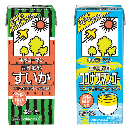 キッコーマン豆乳飲料「すいか」「ココナツマンゴー」