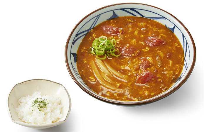 丸亀製麺 トマたまカレーうどん ひと口ごはん付