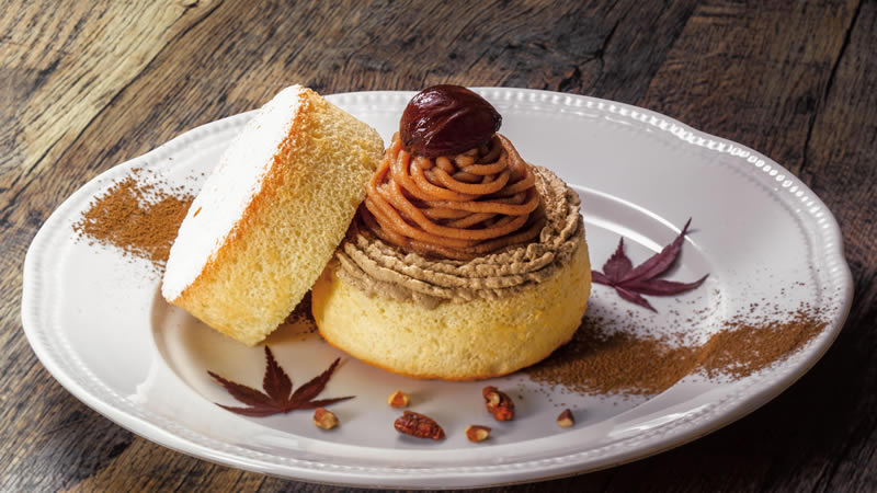 渋皮栗とほうじ茶のシフォンケーキサンド