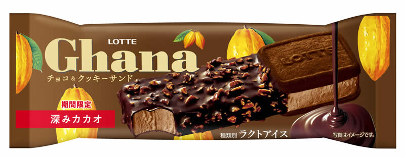 ロッテアイス「ガーナチョコ&クッキーサンド深みカカオ」