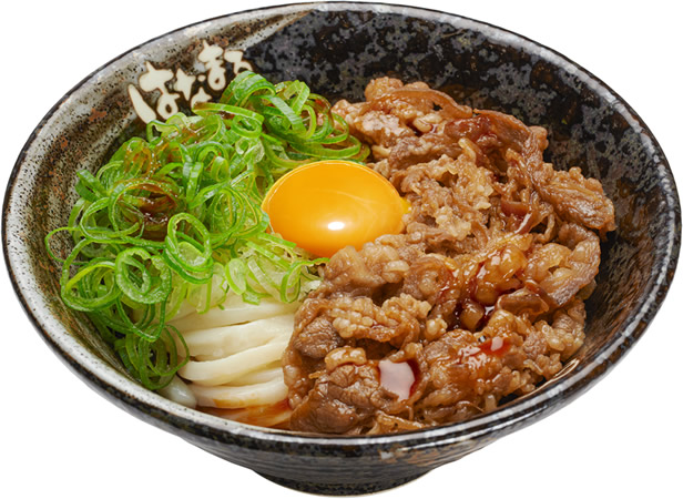 ねぎ玉牛盛りうどん