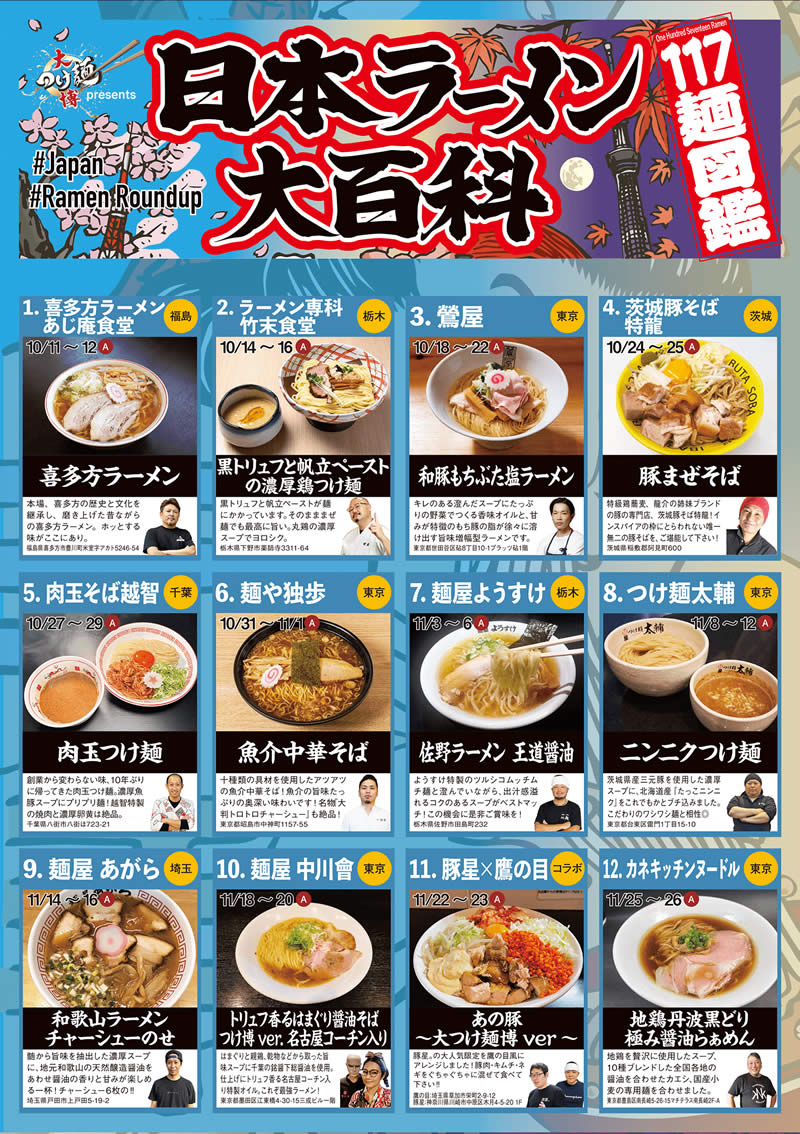 大つけ麺博 presents 日本ラーメン大百科 出店店舗とメニュー