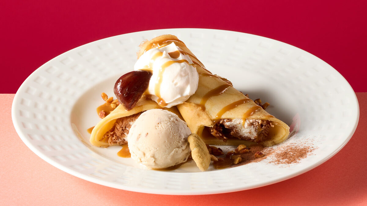 マロンと塩キャラメルのロールクレープ