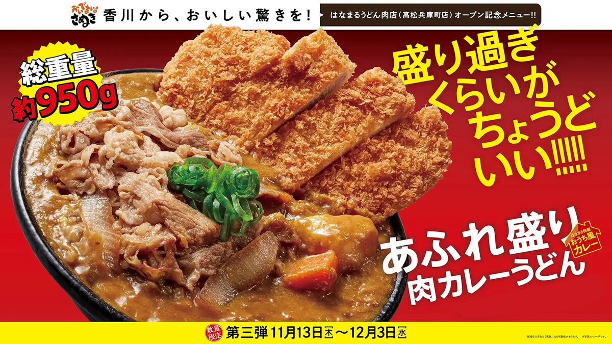 はなまるうどん「あふれ盛り肉カレーうどん」