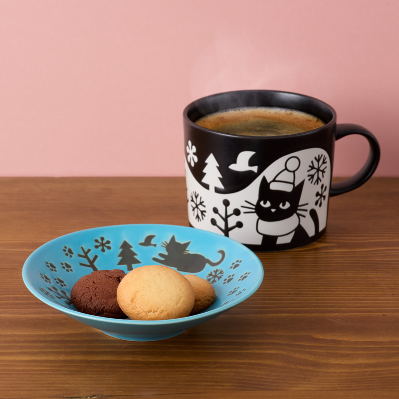 美濃焼 黒ねこ小皿 / マグカップ