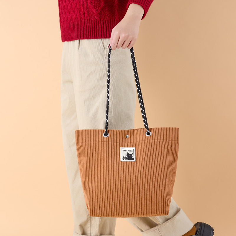 黒ねこコーデュロイバッグ