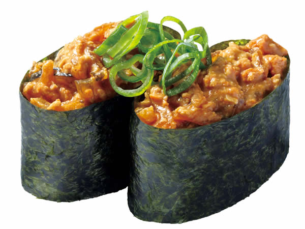 とらふぐ皮のあんきも和え軍艦