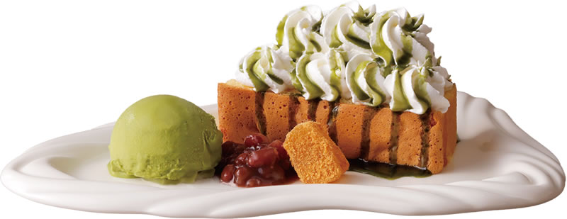 抹茶アイスの抹茶シフォンプレート