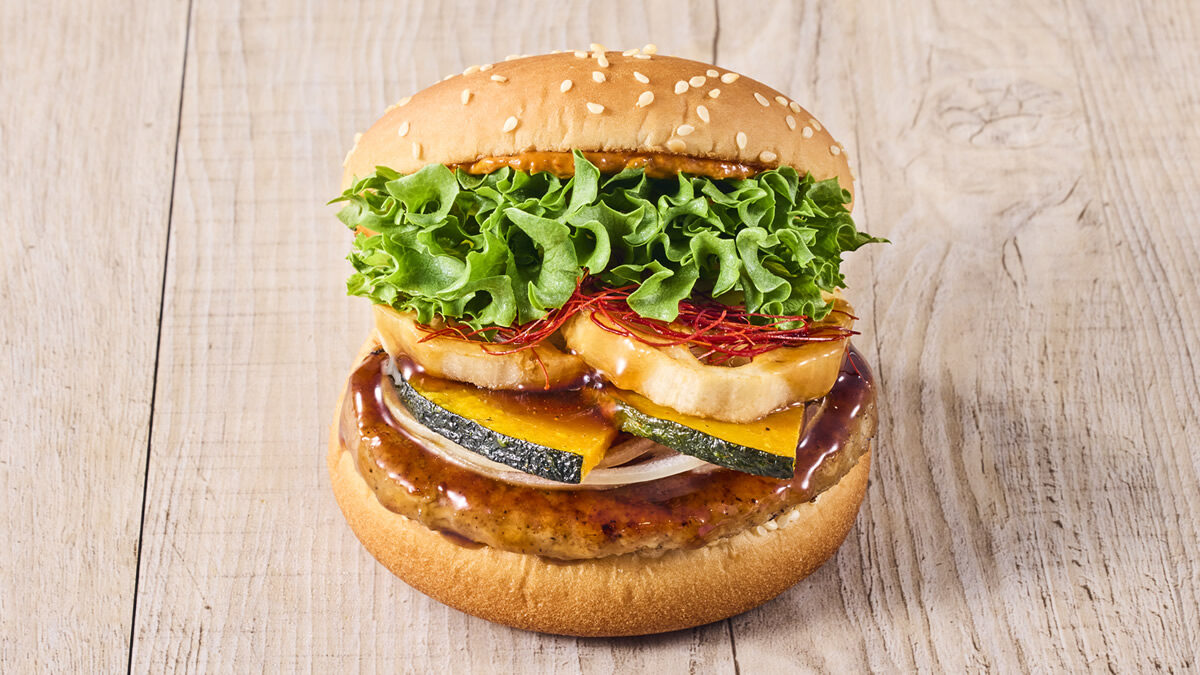 生七味香る 蓮根と南瓜の黒酢あんバーガー