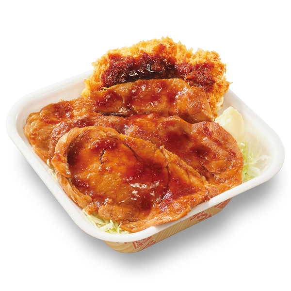 大判豚の生姜焼きとチキンカツの合い盛り