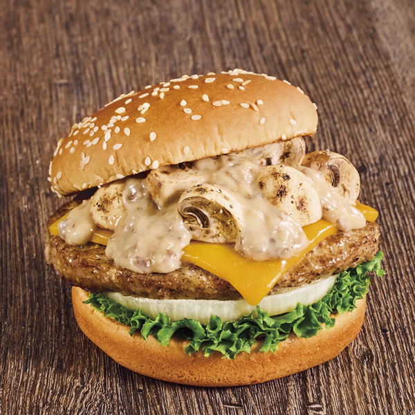 マッシュルームチーズバーガー ポルチーニクリームソース