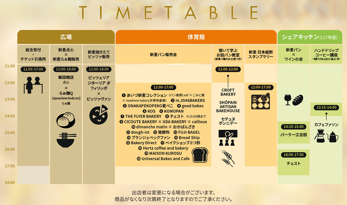 麦フェス タイムテーブル